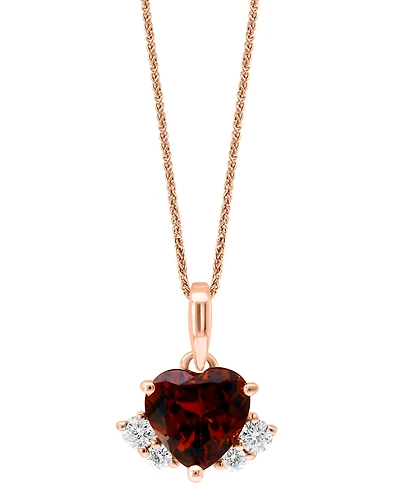 Lali Jewels Garnet (7/8 ct. t.w.) & Diamond (1/10 ct. t.w.) Heart 18" Pendant Necklace in 14k Rose Gold
