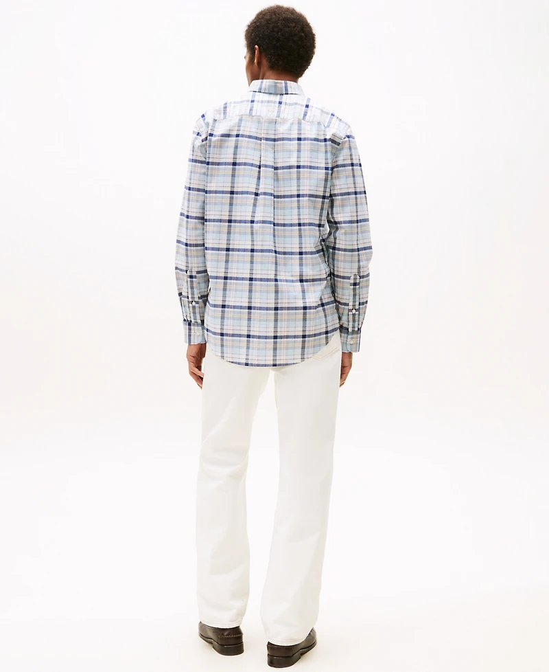 Tommy Hilfiger Men's Relaxed Fit Long Sleeve Multi Check Button-Down Oxford Shirt
