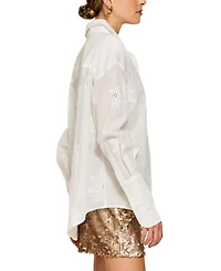 Line & Dot Women's Emberly Embroidered Cotton Button-Front Shirt