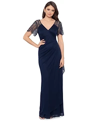 Xscape Beaded-Sleeve Gown