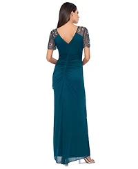 Xscape Beaded-Sleeve Gown