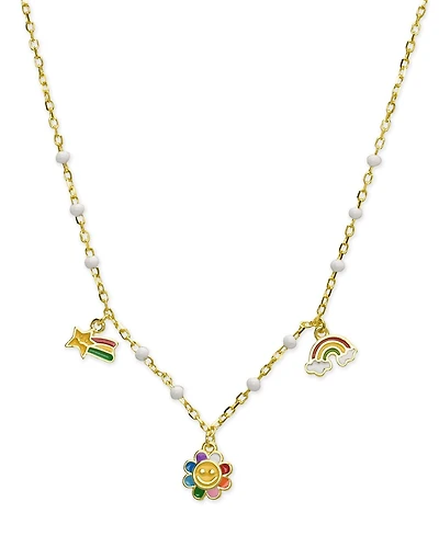 Lily Nily Girls Enamel Rainbow Charm Necklace in 18K Gold over Sterling Silver