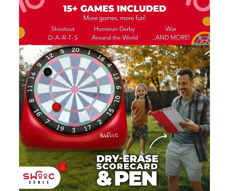 Xl Giant Kick Darts (Over 8ft Tall) with 15+ Games Included - Jumbo Soccer Darts w/ Air Pump