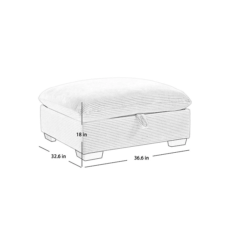 Corduroy Fabric Ottoman Footrest Comfortable, Durable, and Versatile for Living Room or Bedroom-The Pop Home
