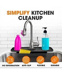 Cheer Collection Silicone Faucet Draining Mat with Soap Holder