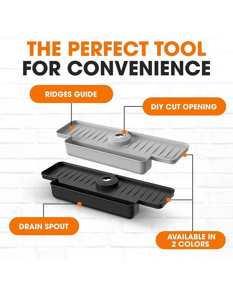 Cheer Collection Silicone Faucet Draining Mat with Soap Holder