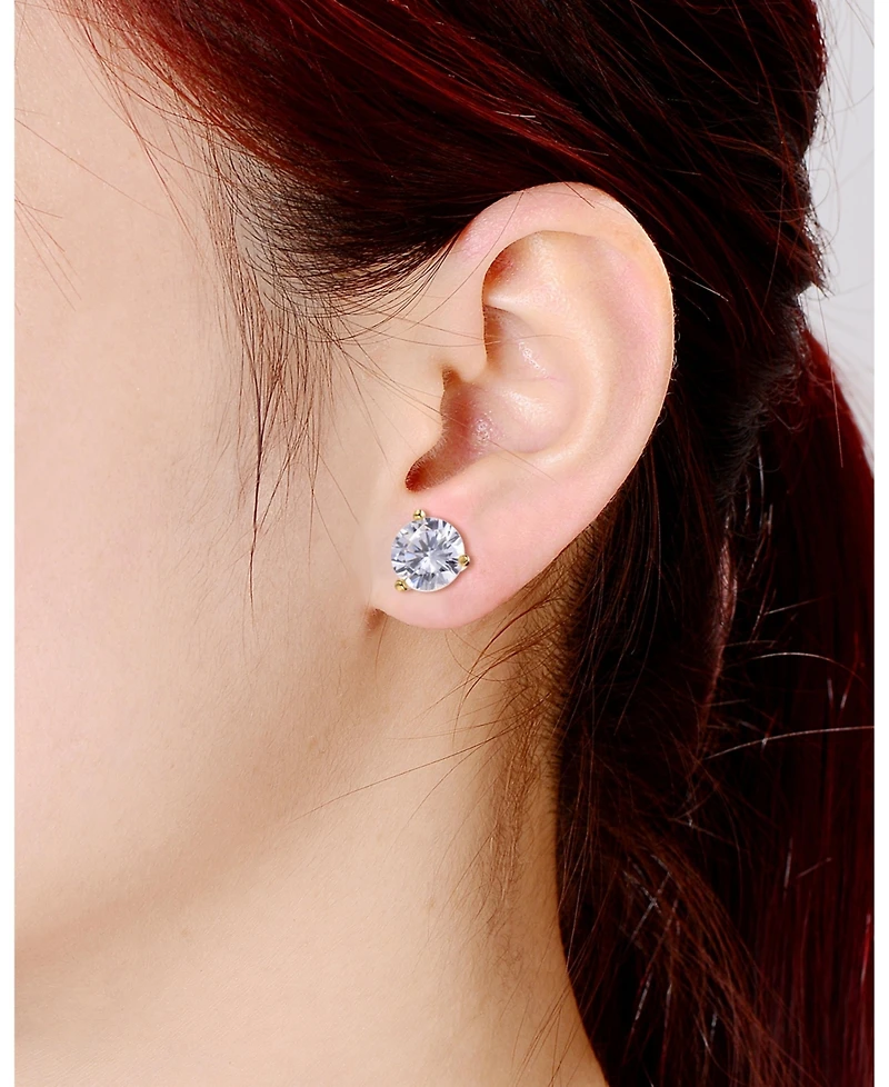 Sterling Silver Cubic Zirconia Solitaire Stud Earrings