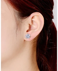 Sterling Silver Cubic Zirconia Solitaire Stud Earrings