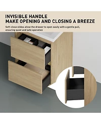 Casainc 24" Freestanding Bathroom Vanity with Sink, Storage Cabinet Stone Resin Countertop and Soft Close Drawers