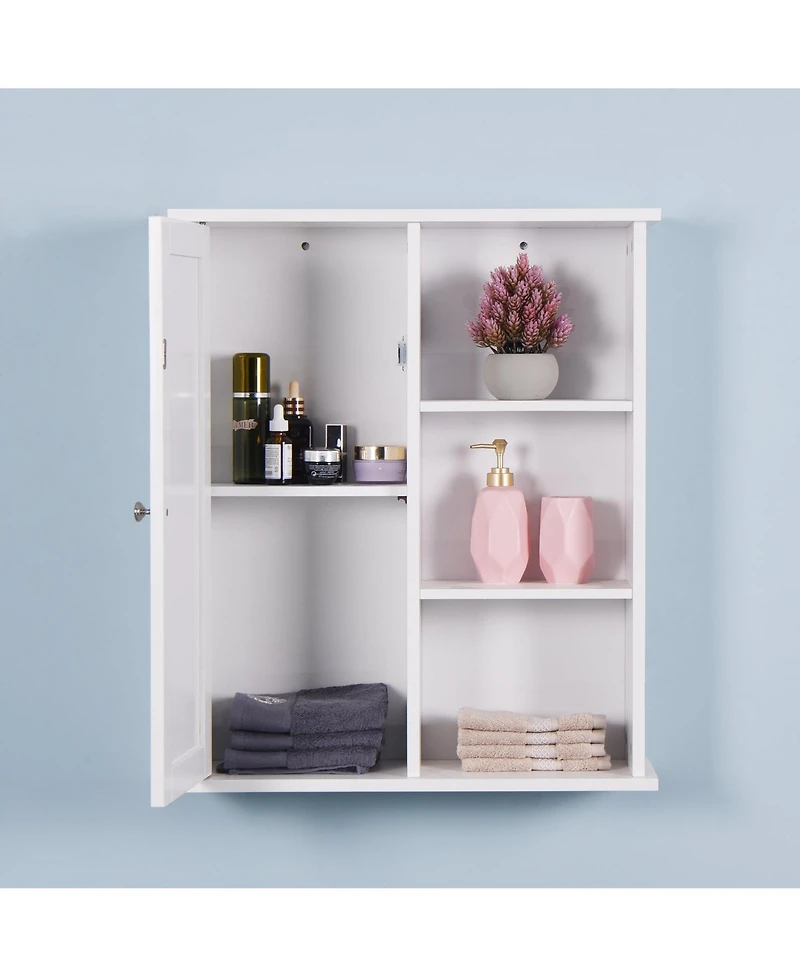 Wall Mount Medicine Cabinet with a Door, Wooden Bathroom Storage Cabinet with Adjustable Shelf