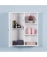 Wall Mount Medicine Cabinet with a Door, Wooden Bathroom Storage Cabinet with Adjustable Shelf