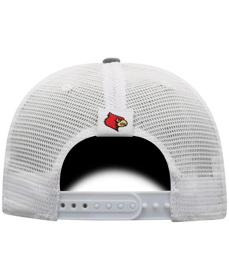 Top of the World Men's Gray/White Louisville Cardinals Victory Baseline Trucker Adjustable Hat