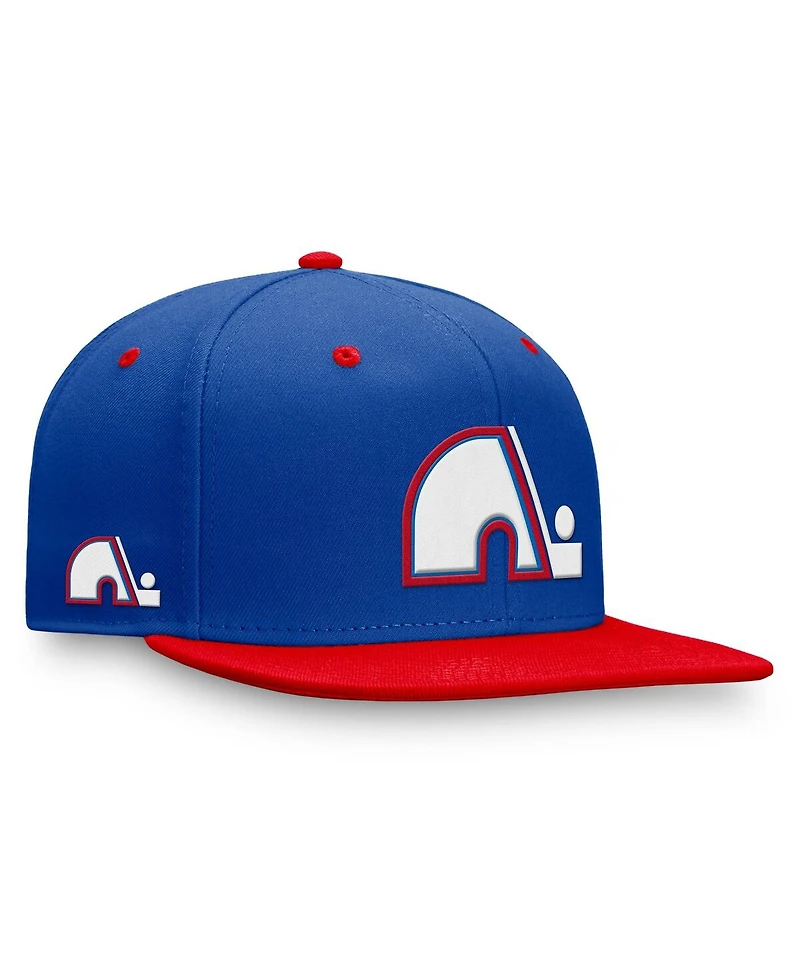 Fanatics Men's Blue/Red Quebec Nordiques Heritage Retro Fitted Hat
