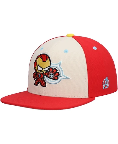 Lids Big Boys and Girls Cream Iron Man Chibi Glow-in-the-Dark Snapback Hat