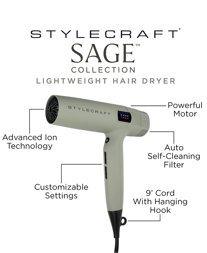 Stylecraft Professional Sage Lightweight Hair Dryer