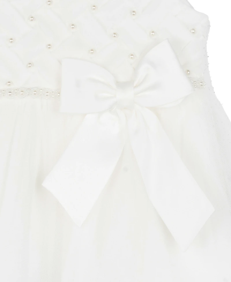 Rare Editions Baby Girls Tiered Pearl Sleeveless Dress