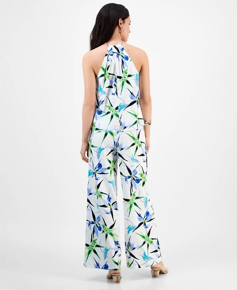 I.n.c. International Concepts Petite Printed Linen-Blend Sleeveless Top, Exclusively at Macy's