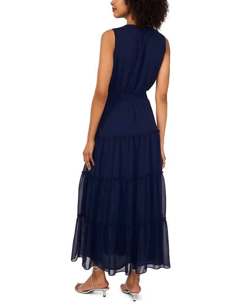 1.state Women's Split-Neck Sleeveless Maxi Dress