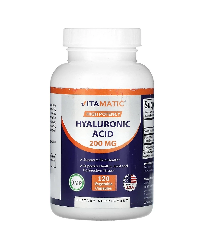 Vitamatic Hyaluronic Acid Supplements 200mg - Supports Healthy Connective Tissue and Joints