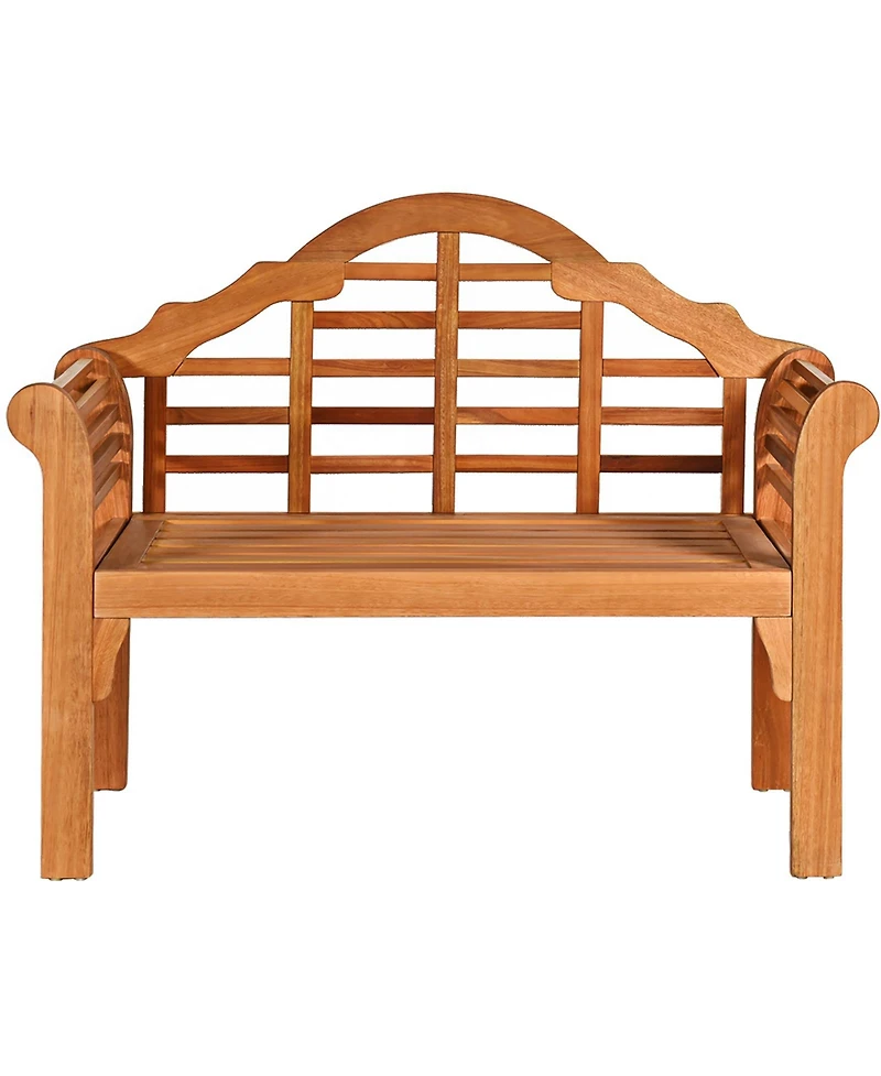 49 Inch Eucalyptus Wood Outdoor Folding Bench with Backrest Armrest for Patio Garden