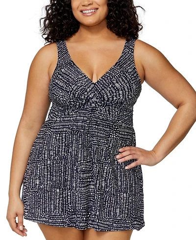 Island Escape Plus Magnolia Twist-Front Underwire Swim Dress, Exclusively at Macys