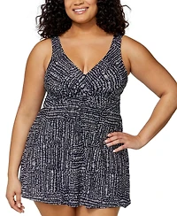 Island Escape Plus Magnolia Twist-Front Underwire Swim Dress, Exclusively at Macys