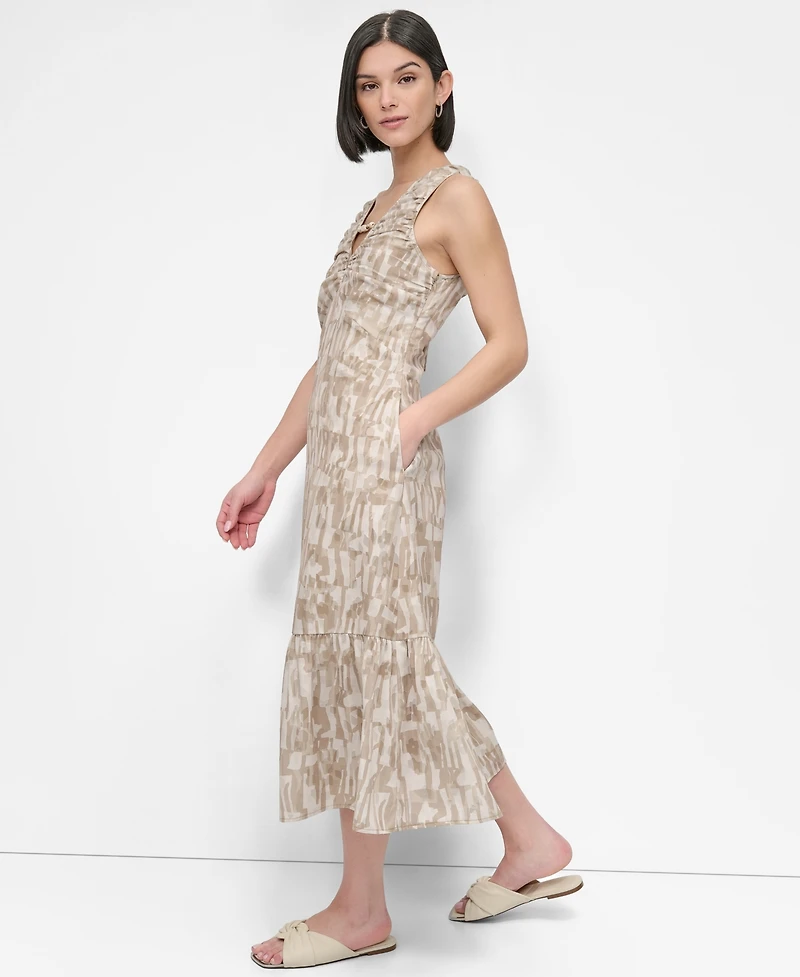 Dkny Women's City Burnout Beaded-Trim V-Neck Dress