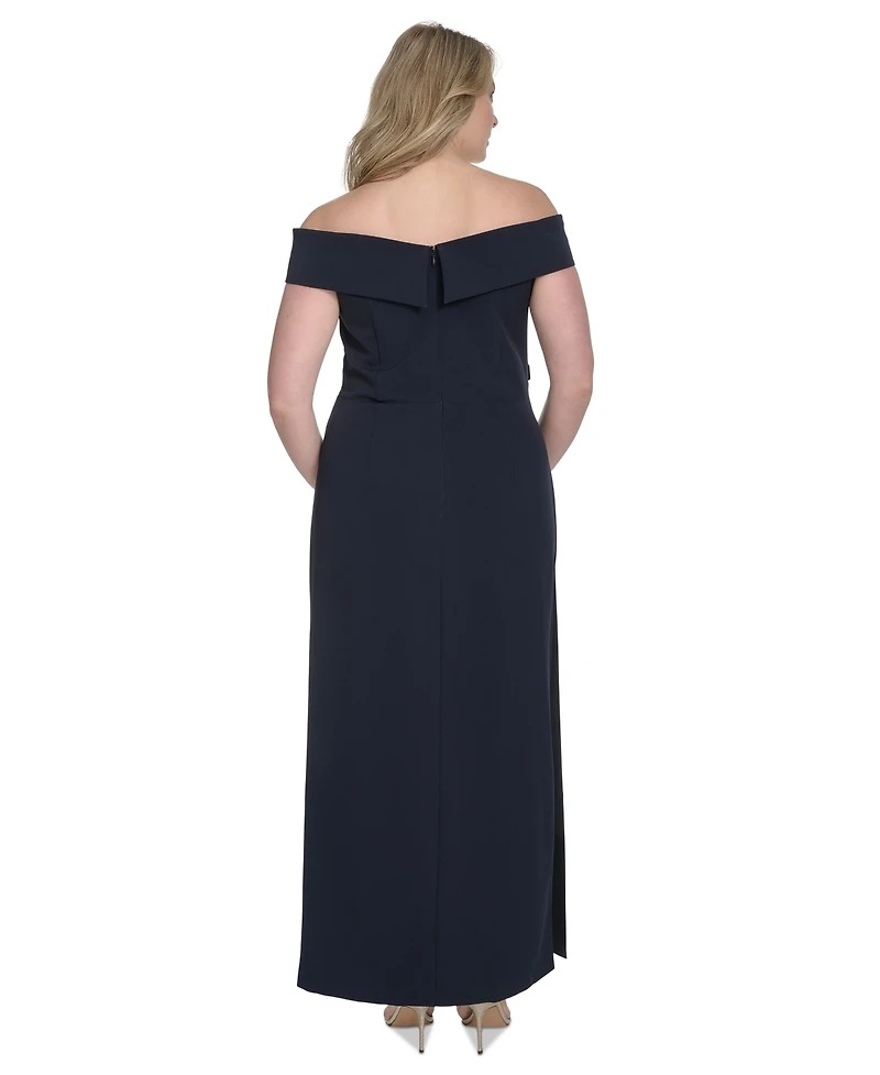 Eliza J Plus Size Off-The-Shoulder Sweetheart Side-Split Gown