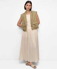 Dkny Women's Twill Notched Collar Cargo Vest