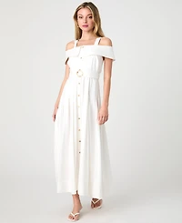 French Connection Women's Off-The-Shoulder Midi Shirtdress