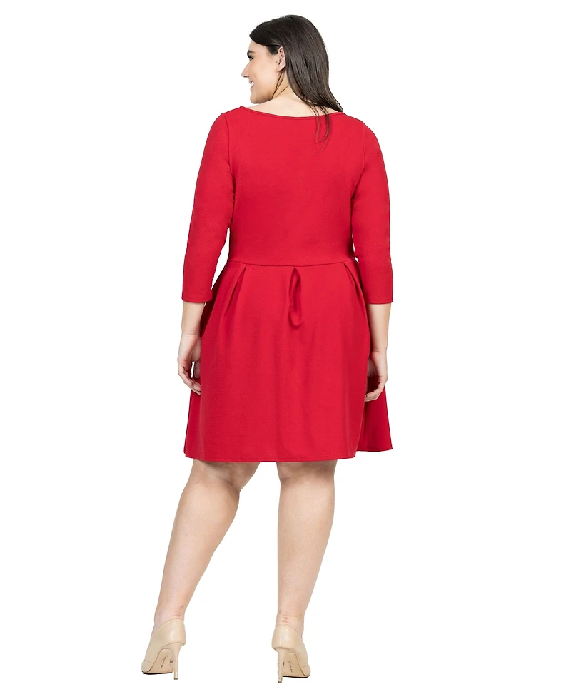 24seven Comfort Apparel Plus Size Perfect Fit and Flare Pocket Dress