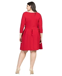24seven Comfort Apparel Plus Size Perfect Fit and Flare Pocket Dress
