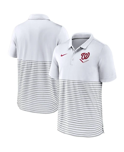 Nike Men's White/Gray Washington Nationals Home Plate Striped Polo Shirt