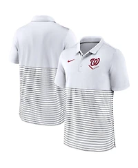 Nike Men's White/Gray Washington Nationals Home Plate Striped Polo Shirt