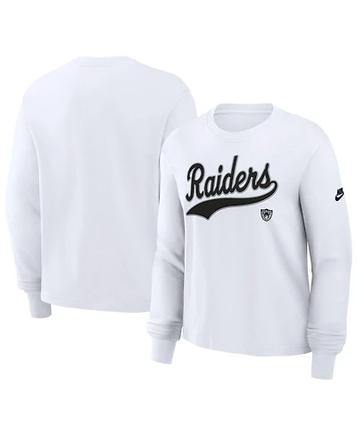 Nike Women's White Las Vegas Raiders Long Sleeve Boxy T-Shirt