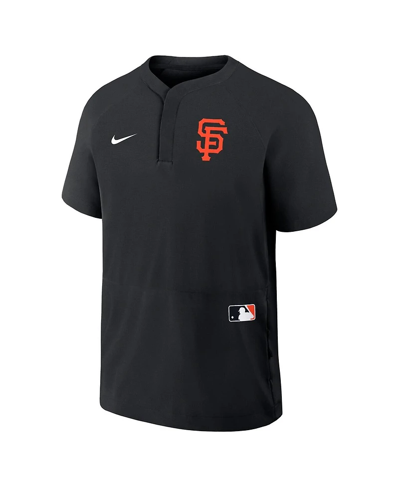 Nike Men's Black San Francisco Giants Authentic Collection Raglan Short Sleeve Windshirt