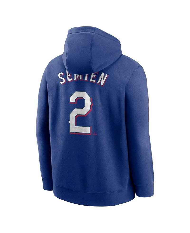Nike Men's Marcus Semien Royal Texas Rangers Player Name Number Club Pullover Hoodie