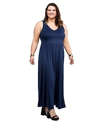 24seven Comfort Apparel Plus Size Maxi Sleeveless Dress with Pockets