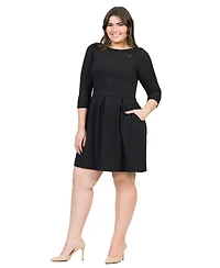 24seven Comfort Apparel Plus Perfect Fit and Flare Pocket Dress