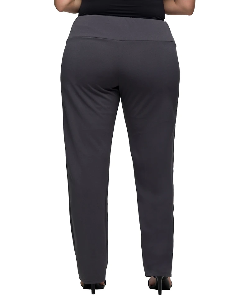 24seven Comfort Apparel Plus Comfortable Stretch High Waist Pants