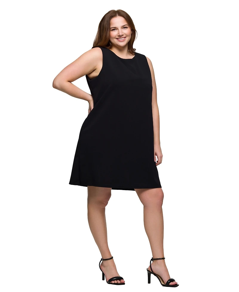 24seven Comfort Apparel Plus Sleeveless Mini Shift Dress