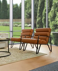Glitzhome 2-Pc. Leatherette Modern Wavy Accent Armchair