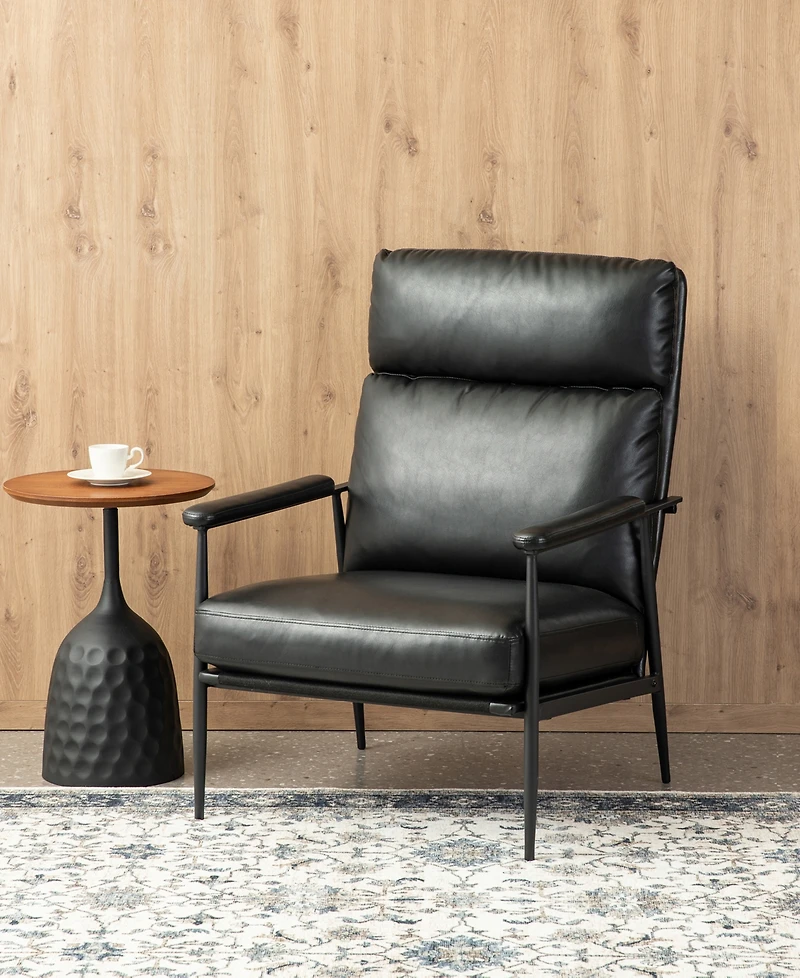 Glitzhome 39.5" Leatherette Mid-Century Modern Armchair