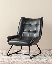Glitzhome 35.75" Leatherette Mid-Century Modern Wingback Accent Chair