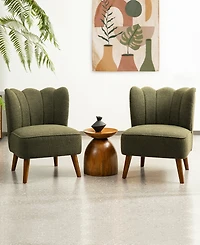 Glitzhome 32.75" Modern Hunter Upholstered Vertical Ripple Channel Tufted Accent Chair