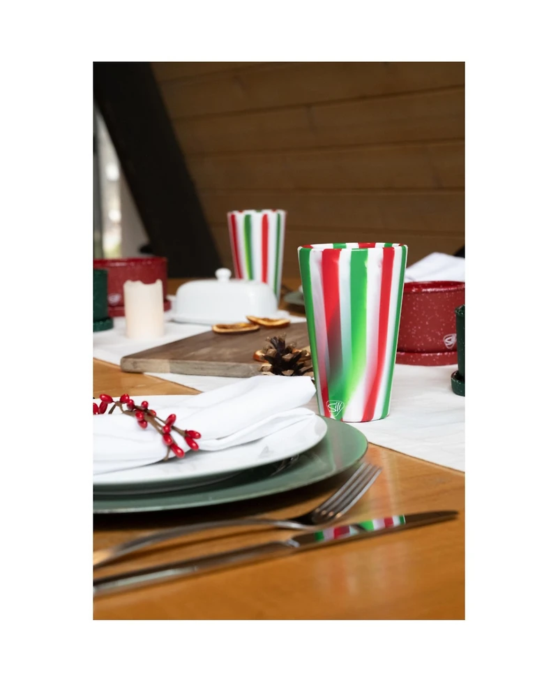 Pint Glasses: 2 pk - Peppermint & Poinsettia - Holiday 2023