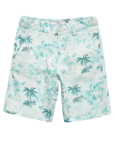 Guess Big Boys Printed Slub Linen Shorts