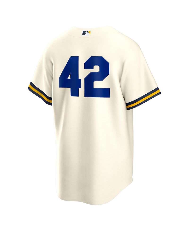 Nike Men's Cream Milwaukee Brewers Home 2025 Jackie Robinson Day Replica Jersey