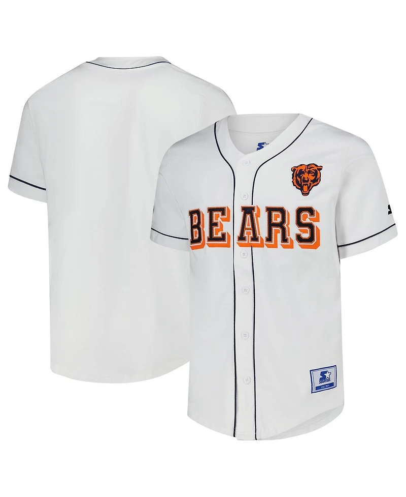 Starter Men's White Chicago Bears Relay Full-Button Baseball Jersey