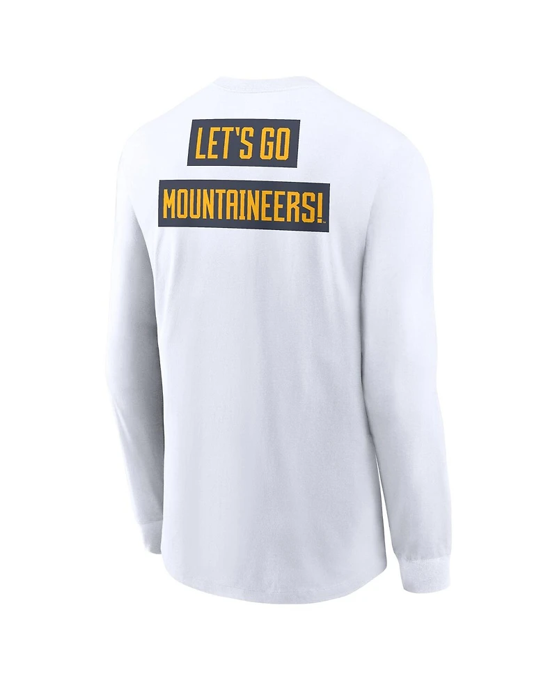Nike Men's White West Virginia Mountaineers Two-Hit Classic Location Long Sleeve T-Shirt